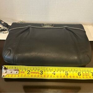 Coach Black Leather Wristlet with Pleated Detail